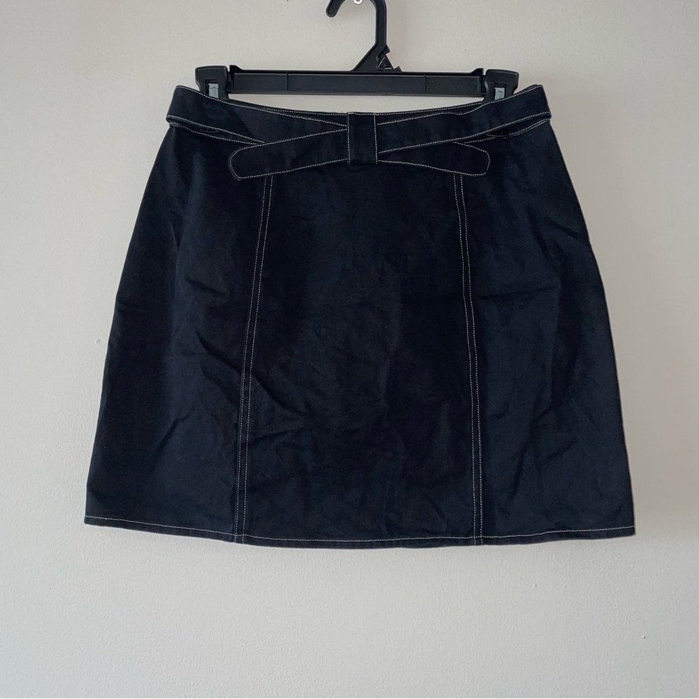 L Love Black A-Line Mini Skirt with Front Cross Bow Accent